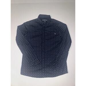 Guess Kids Button Down Shirt Blue Geometric Print Long Sleeve Size 12